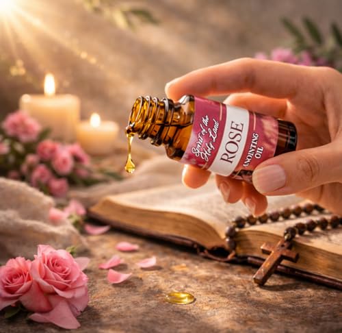 Biblical Rose of Sharon Anointing Oil from Jerusalem 2 Bottles x 10 ml | Devotional Holy Oil for Prayer and Blessing, Religious Gift Box